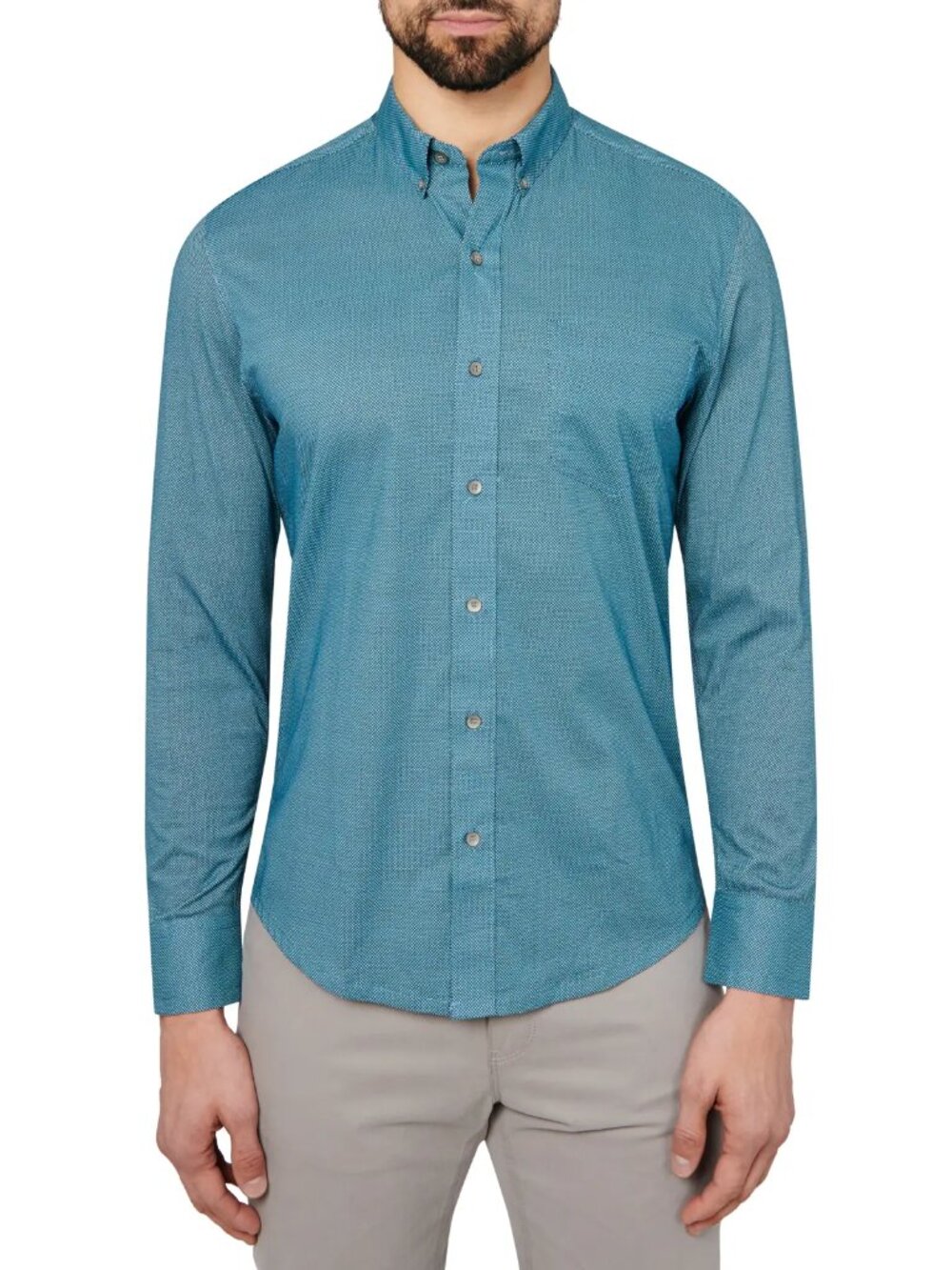 W.R.K Reworked Teal Motif Rework Print Long Sleeve Shirt/8164